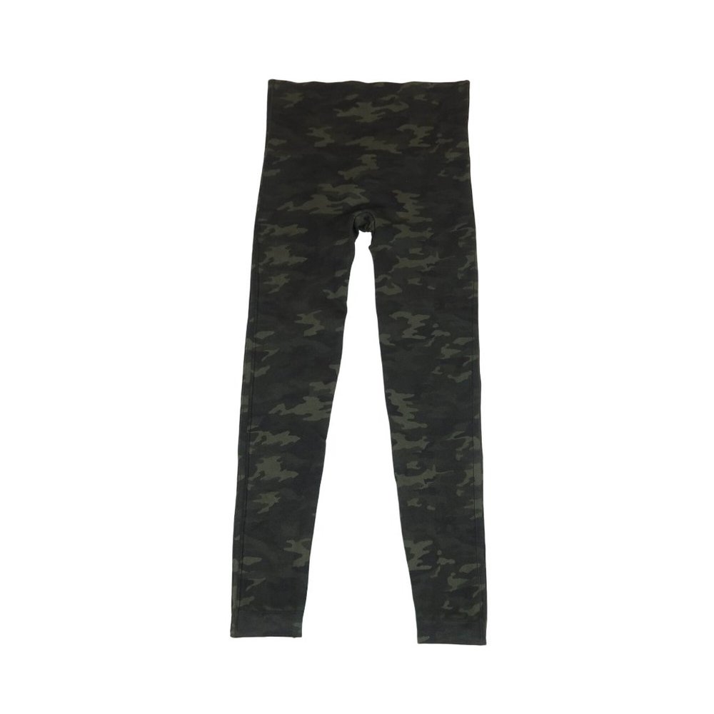 SPANX Look At Me Now Cropped Leggings Size M Green Camouflage Camo Print